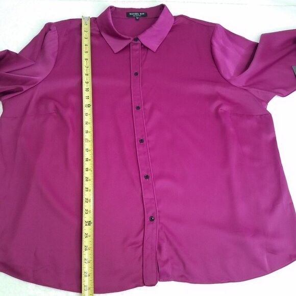 Rachel Roy Collection Satin Blouse Victorian Violet PLUS SIZE 24W Stretch Purple - Picture 4 of 12